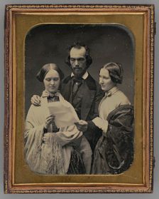 Untitled (Portrait of Two Women and One Man), 1855. Creator: Unknown