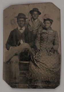 Untitled (Portrait of Two Young Men and One Young Woman), 1875. Creator: Unknown