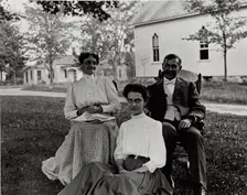 Untitled (Portrait, Two Women and Man), c1900, printed 1980. Creator: Unknown