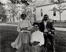Untitled (Portrait, Two Women and Man), c1900, printed 1980. Creator: Unknown
