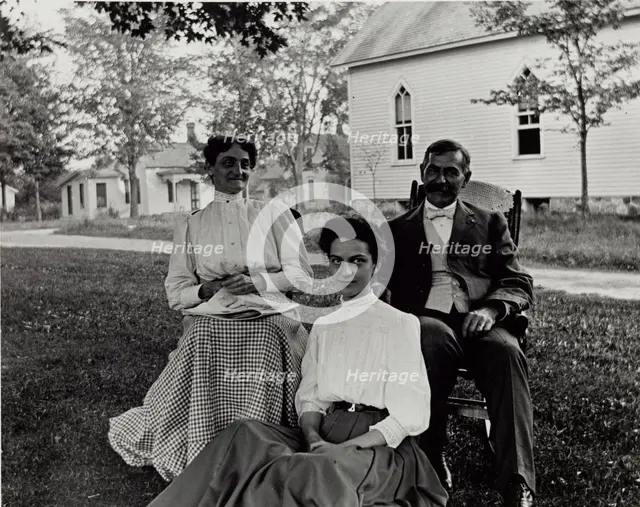 Untitled (Portrait, Two Women and Man), c1900, printed 1980. Creator: Unknown.
