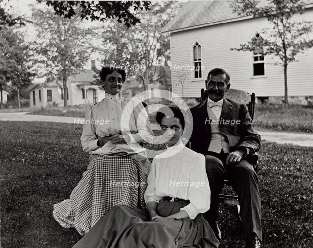 Untitled (Portrait, Two Women and Man), c1900, printed 1980. Creator: Unknown.