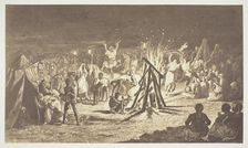 Untitled [Painting of The Campfires at Camp de Chalons by Bénédict Masson], 1857. Creator: Gustave Le Gray