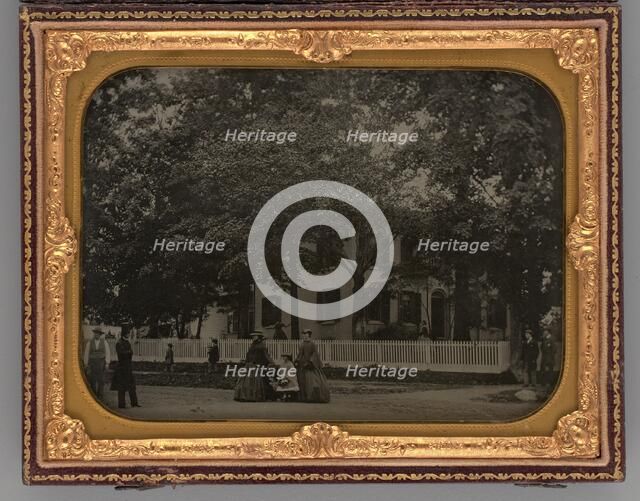 Untitled (People in front of a Building), 1861. Creator: Unknown.