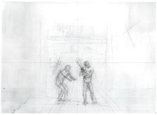 (Untitled) (Perspective Study Of Baseball Players), c. 1875. Creator: Thomas Eakins