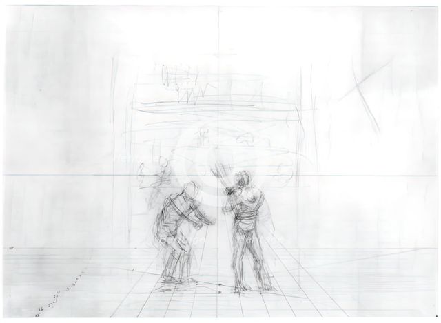 (Untitled) (Perspective Study Of Baseball Players), c. 1875. Creator: Thomas Eakins.