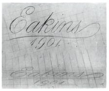 (Untitled) (Perspective Study Of Signature) (Study for Portrait Of Professor Leslie W. Miller), 1901 Creator: Thomas Eakins