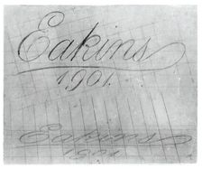 (Untitled) (Perspective Study Of Signature) (Study for Portrait Of Professor Leslie W. Miller), 1901 Creator: Thomas Eakins