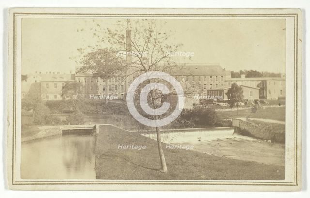 Untitled (river with falls and factory building), mid-late 19th century.  Creator: T. Holmes.