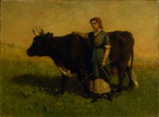 Untitled (woman walking with cow), ca. 1869. Creator: Edward Mitchell Bannister