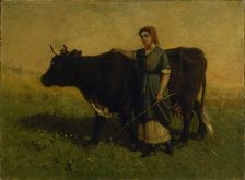 Untitled (woman walking with cow), ca. 1869. Creator: Edward Mitchell Bannister