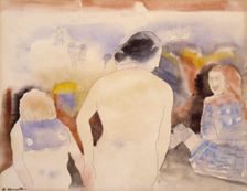 Untitled (Woman with Black Hair and Two Children), early 20th century. Creator: Charles Demuth