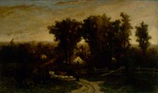 Untitled (woman with cattle and sheep at dusk), n.d. Creator: Edward Mitchell Bannister