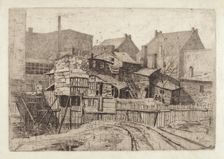 Untitled (Wooden House in City), 1880s. Creator: Charles Frederick William Mielatz