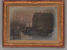 Untitled (Warehouse on Wharf), 1850-1855. Creator: Unknown
