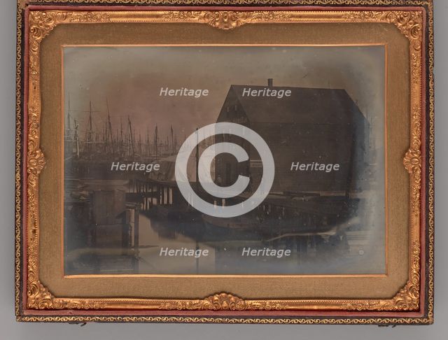 Untitled (Warehouse on Wharf), 1850-1855. Creator: Unknown.