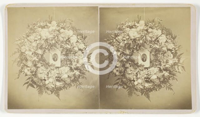 Untitled [wreath with portrait], 1875/99.  Creator: Unknown.