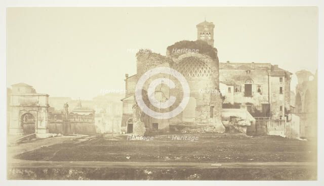 Untitled (Temple of Venus and Rome, Triumphal Arch and other ruins in Forum), c. 1857. Creator: Robert MacPherson.