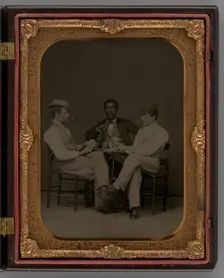 Untitled (Three Men Playing Cards), 1865. Creator: Unknown