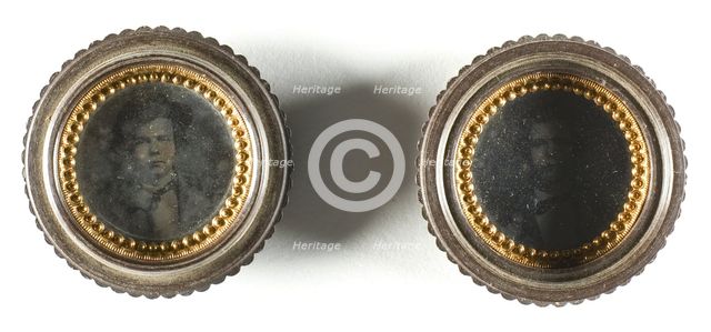 Untitled [twin circular portraits], 1855/75. Creator: Unknown.