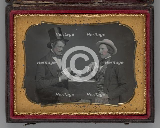 Untitled (Two Men Playing Cards), 1852. Creator: Unknown.