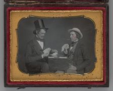 Untitled (Two Men Playing Cards), 1852. Creator: Unknown