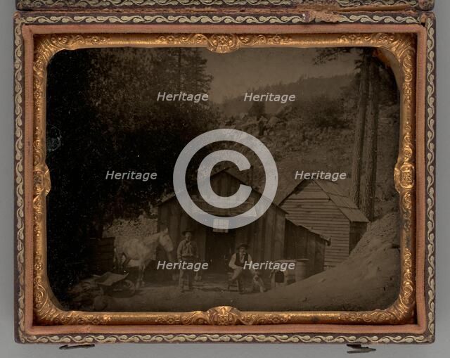 Untitled (Two Miners in Front of a Shack), 1857. Creator: Unknown.