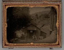 Untitled (Two Miners in Front of a Shack), 1857. Creator: Unknown