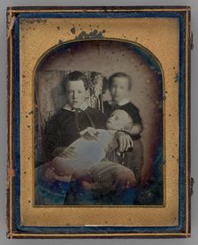 Untitled (Two Boys Holding a Deceased Baby), 1850. Creator: Unknown