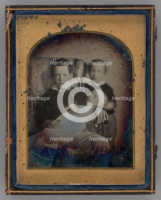 Untitled (Two Boys Holding a Deceased Baby), 1850. Creator: Unknown.