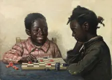Untitled (Two Children Playing Checkers), late 19th-early 20th century. Creator: James Henry Moser