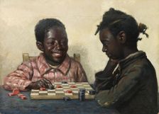Untitled (Two Children Playing Checkers), late 19th-early 20th century. Creator: James Henry Moser