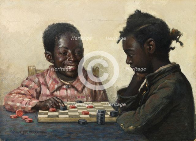 Untitled (Two Children Playing Checkers), late 19th-early 20th century. Creator: James Henry Moser.