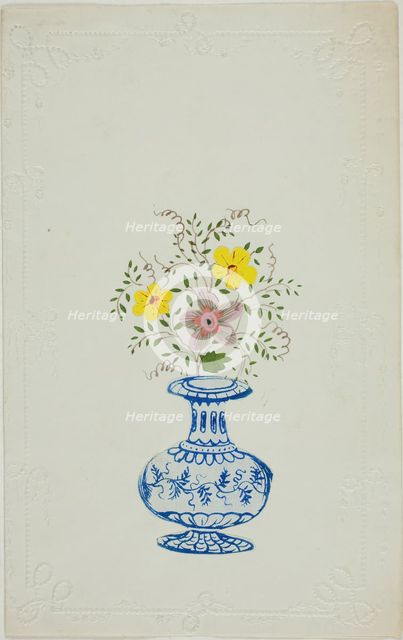 Untitled Valentine (Blue and White Vase with Flowers), c. 1850. Creator: George Kershaw.