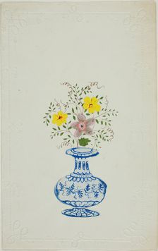 Untitled Valentine (Blue and White Vase with Flowers), c. 1850. Creator: George Kershaw