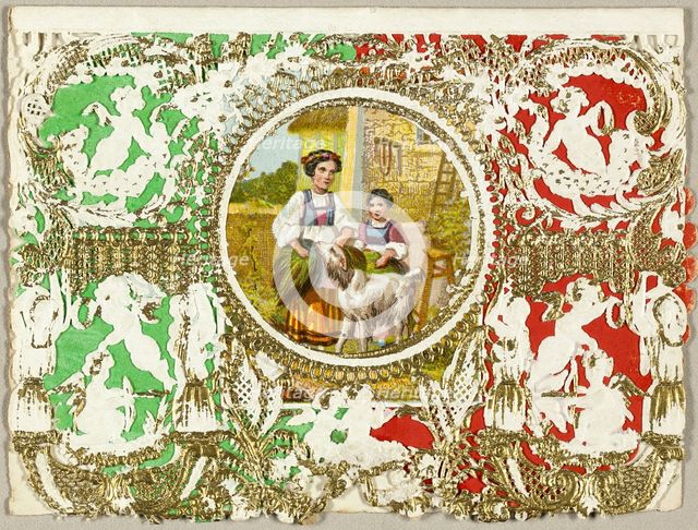 Untitled Valentine (Country Girls with Dog), 1860/69. Creator: Thomas Wood.