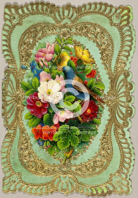 Untitled Valentine (Flowers and Bird), c.1860. Creator: Unknown.
