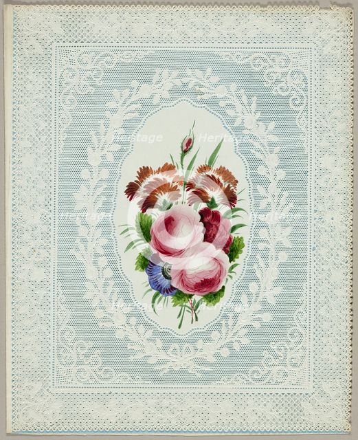 Untitled Valentine (Flowers on Lace), c. 1840. Creator: Unknown.