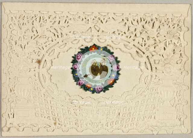 Untitled Valentine (Hearts on Fire), c. 1840. Creator: George Meek.
