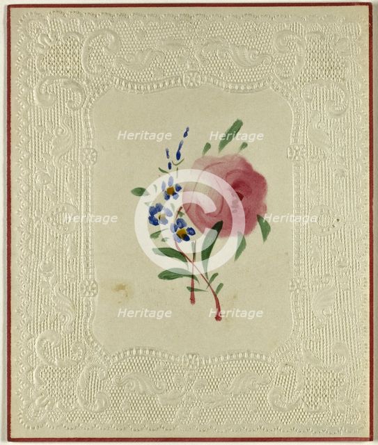 Untitled Valentine (Large Pink and Small Blue Flowers), c. 1840. Creator: Unknown.