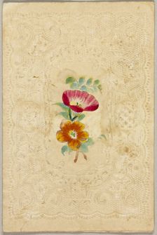 Untitled Valentine (Pink and Orange Flowers), c.1840. Creator: Unknown