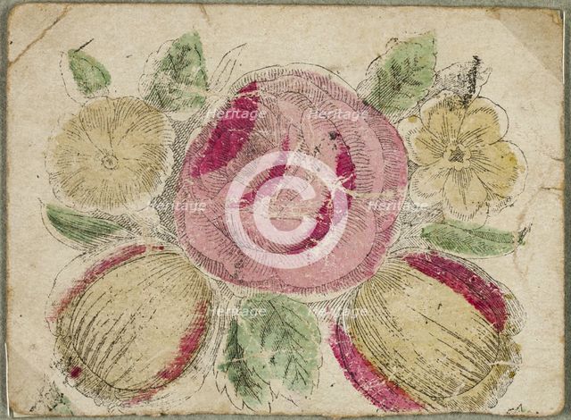 Untitled Valentine (Pink and Yellow Flowers), c.1830. Creator: Unknown.