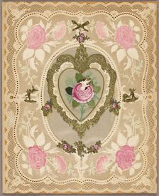 Untitled Valentine (Pink Flowers and Putti), 1834. Creator: Unknown