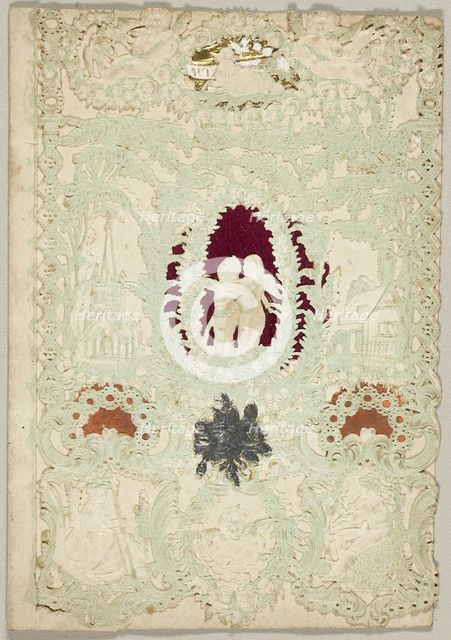 Untitled Valentine (Two Putti in a Wreath), 1850/59. Creator: Esther Howland.