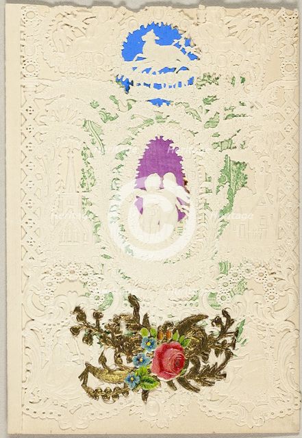 Untitled Valentine (Two Putti in a Wreath), 1850/59. Creator: Esther Howland.