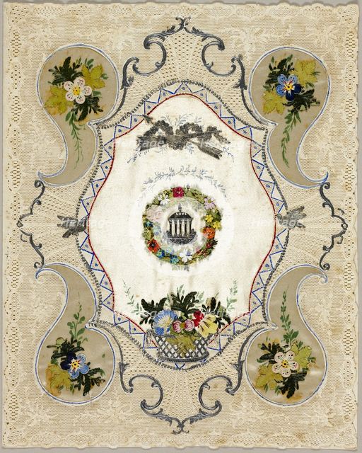 Untitled Valentine (Temple of Love in a Ring of Flowers), c. 1850. Creator: Unknown.