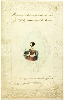 Untitled Valentine (Woman in Pink Dress), c. 1840. Creator: Unknown