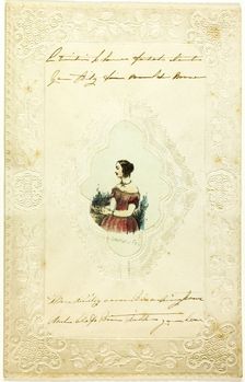Untitled Valentine (Woman in Pink Dress), c. 1840. Creator: Unknown