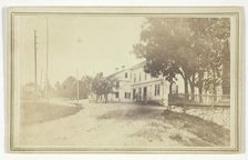 Untitled (view of road with white clapboard houses), mid-late 19th century. Creator: T. Holmes