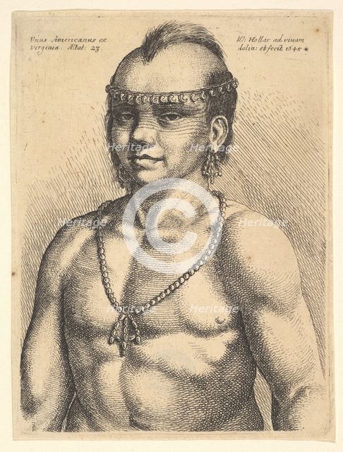 Unus Americanus ex Virginia (An American from Virginia), 1645. Creator: Wenceslaus Hollar.
